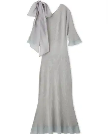 SNIDEL 숄더 리본 비대칭 니트 원피스 반팔 민트