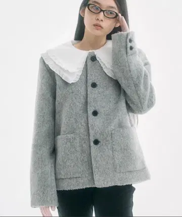 FEKETE 노카라 울 샤기 자켓