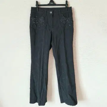 이타리야 스톤 장식 다크 그레이 플레어 팬츠 11호 그래피티