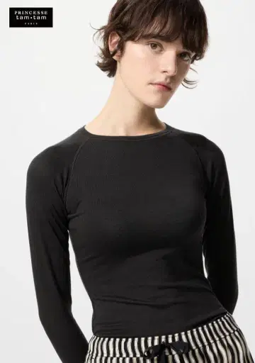 무료배송 UNIQLO 울트라 웜 히트텍 캐시미어 블렌드 크루넥 T 블랙