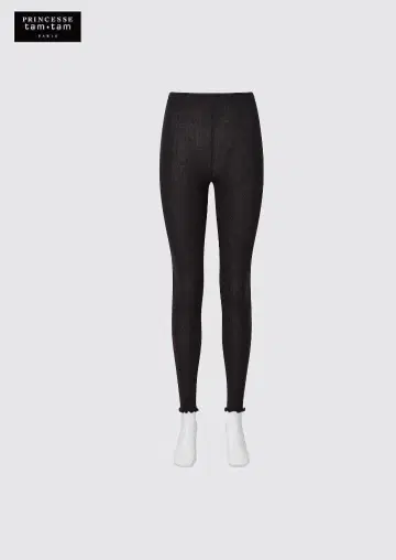 무료배송 UNIQLO 울트라 웜 히트텍 캐시미어 블렌드 리브 레깅스 블랙