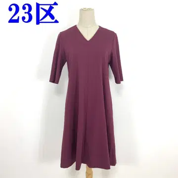 23구 칠부 소매 원피스 보르도 코튼 폴리에스테르 38 C4162