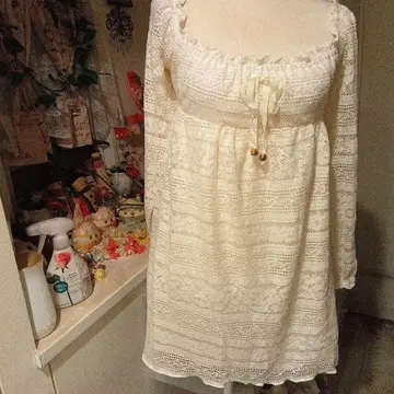 리즈리사 LIZLISA 장미 무늬 레이스 하이웨스트 원피스