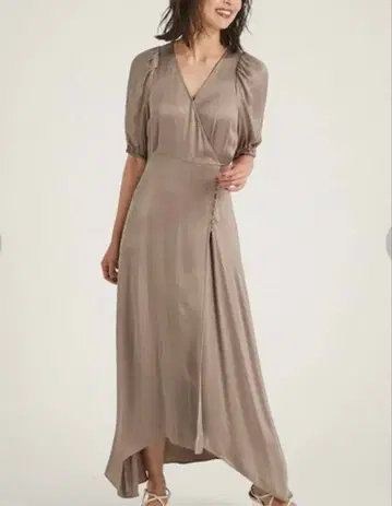 할인 프레이 아이디 IPEKER 새틴 아지메 헴 원피스 A라인