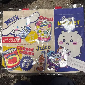 치이카와 x 산리오 캐릭터즈 슈퍼마켓 쇼핑 토트백