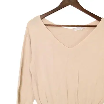 [컨디션 최상] 머큐리 듀오 니트 원피스 레이스 밑단 V넥 베이지 F