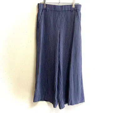그로브 와이드 팬츠 (M) 스트라이프 패턴 하이웨스트 루즈핏 네이비 고급