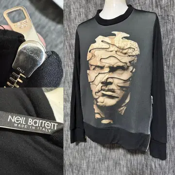 NeIL Barrett 봄버핏 사이드 지퍼 티셔츠 레이온 블랙