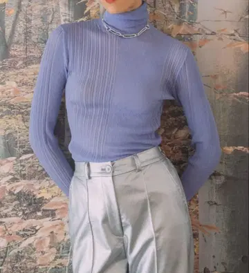 sahara 터틀넥 니트 Sheer Rib Knit Top