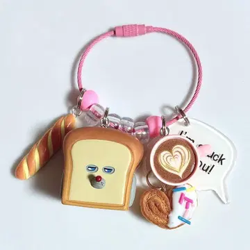 찰랑찰랑 키링 찰랑찰랑 가챠가챠 빵 도둑 핑크