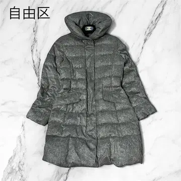 [새상품급] 자유구 롱 다운 코트 숄 새틴타프타 A라인 38