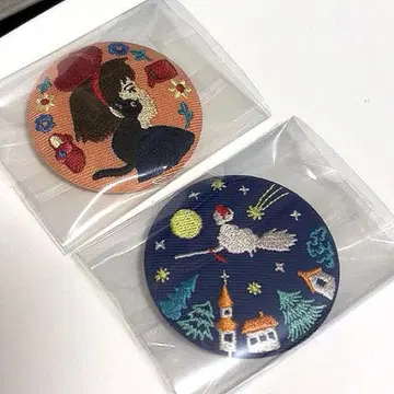 지브리 동동이 공화국 마녀 배달부 키키 키키 지지 자수 캔뱃지