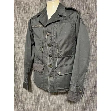 OVERDESIGN premium 가죽 장식 데미지 가공 자켓 블랙