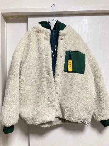 ZARA 자라 페이크 보아 자켓 코트 후드 화이트 XS M