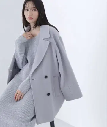 NATURAL BEAUTY BASIC 더블 브레스트 형태 미들 코트