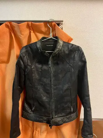 야스유키 이시이 블랙 가죽 싱글 라이더 자켓