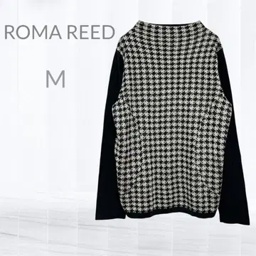 로마 레드 긴팔 니트 M 하운드 투스 패턴 심플 스타일리시