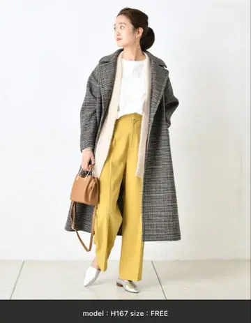 DouDou 체크 롱 코트