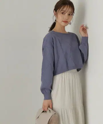 PROPORTION BODY DRESSING 다이아 무늬 숏 기장 니트