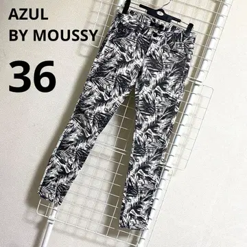 아줄바이마우지 트윌 모노톤 리프 무늬 스키니 36 롱 바지