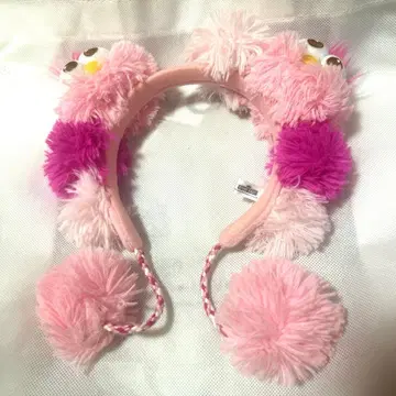 폼폼 포함 모피 머리띠 핑크