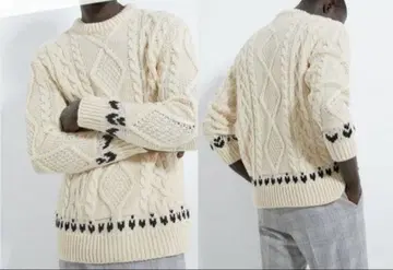 ZARA 아이보리 케이블 니트 스웨터 XL