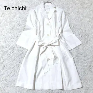 테치치 코트 아이보리 M 아우터 버튼 벨트 트렌치코트 무지