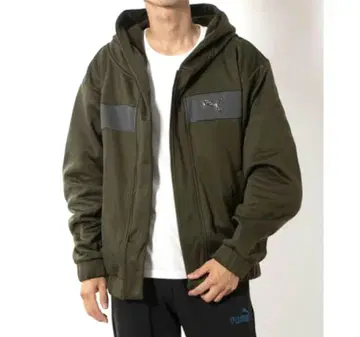 새상품급 푸마 PUMA 남성용 니트 자켓 후디 (다크 올리브)