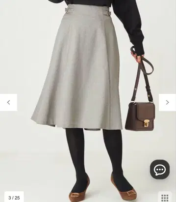 anysis [세탁 가능] 사이드 버클 라이트 스커트 모노톤 체크