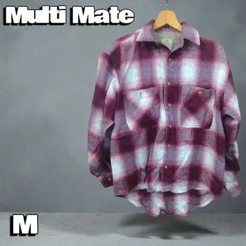 [ Multi Mate ] 빨간색과 화이트의 옴브레 체크 셔츠 M