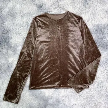 a day in the life 벨로아 쿨넥 티셔츠 모카 얇은 소재