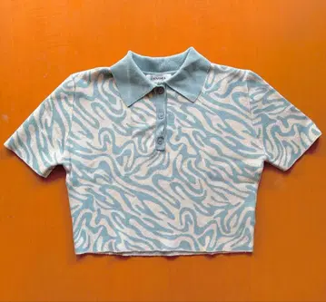 CAINAMUR 크롭 피케 셔츠 스카이블루