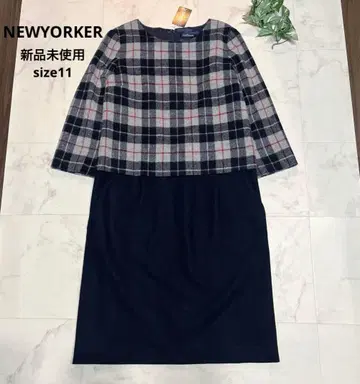 미사용 새상품 택 포함 뉴요커 타탄 체크 도킹 원피스 울
