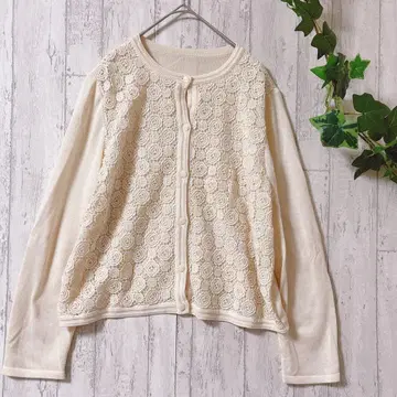 ROCHAS 로샤스 레이스 절개 가디건 아이보리 일본제 사이즈 13