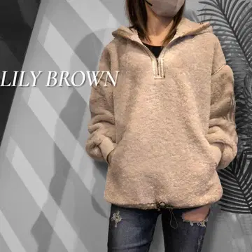 LILY BROWN 가죽 파이핑 보아 후디 후드티