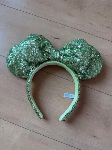 미키 모양 그린 컬러 라메 머리띠