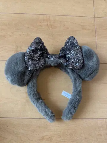 미키 귀 머리띠 그레이 스팽글