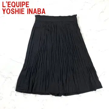 A4248 레킵 요시에 이나바 롱 스커트 플리츠 안감 있음 블랙 40