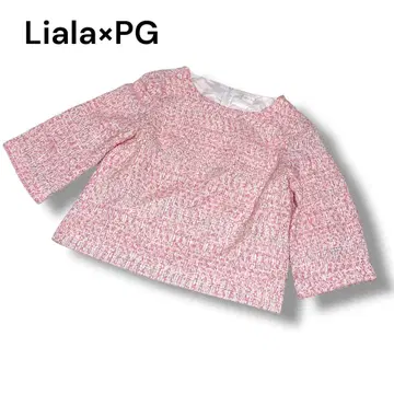 Liala x PG 트위드 풀오버 핑크 S 뒷면 지퍼 깔끔한