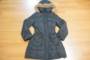 여성용 다운 코트 블랙 퍼 후드 부착