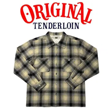 TENDERLOIN 텐더 로인 옴브레 체크 셔츠 S 베이지