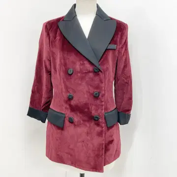 MOSCHINO 자켓 7부 기장 새틴 x 벨벳 보르도 x 블랙