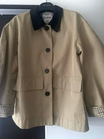 Fano Studios 체크 무늬 스탠 칼라 하프 코트