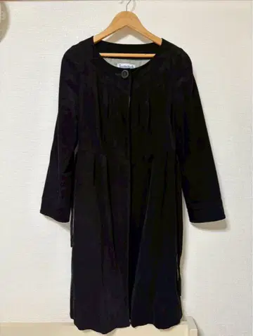 호코모모라 롱 코트 블랙 트렌치 코듀로이