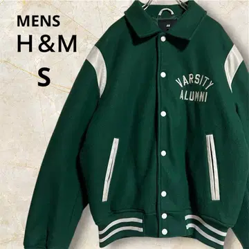 H&M 바시티 자켓 그린 S VARSITY ALUMNI 로고 와펜