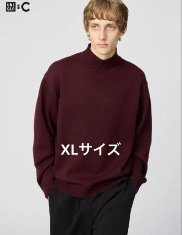 [유니클로 C] 로우 게이지 하이넥 스웨터 WINE XL 사이즈
