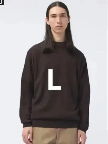 유니클로 U 메리노 블렌드 모크넥 스웨터 다크 브라운 L 사이즈