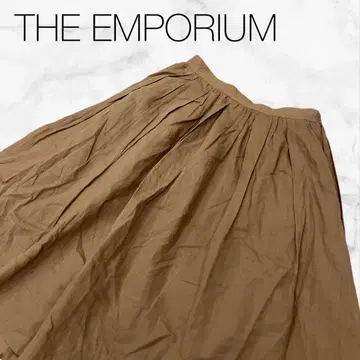[더 엠포리움] 하의 스커트 브라운 무릎 기장 플레어 스커트 허리밴딩