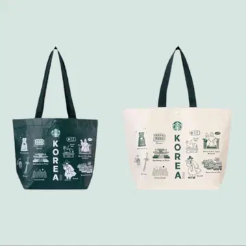 2매 세트 한국 한정판 스타벅스 리유저블 백 에코백