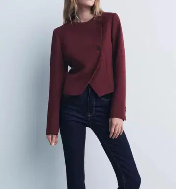 [새상품 택 포함] ZARA 버건디 자켓 와인 레드 숏 기장